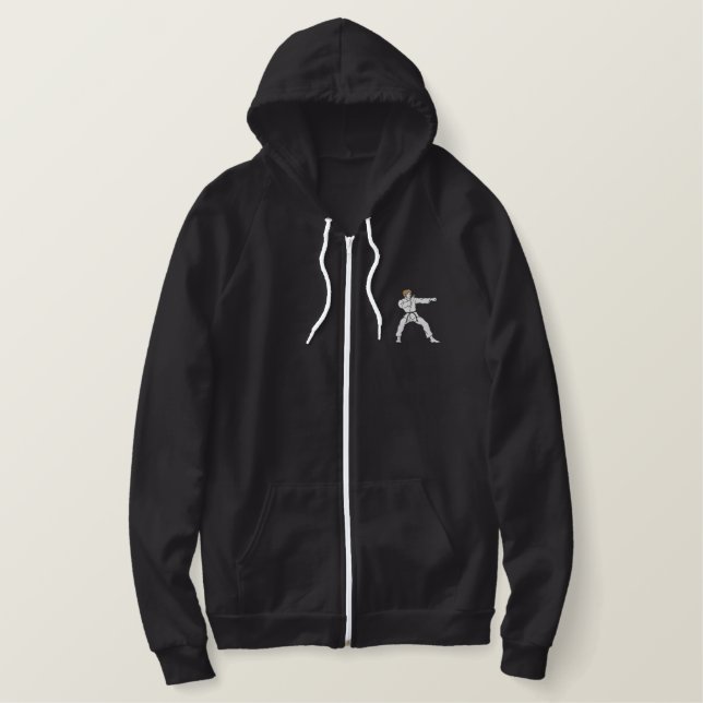 Karate Man Embroidered Hoodie (Design Front)