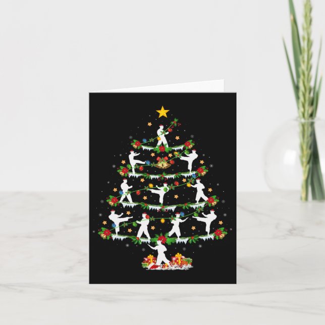 Karate Martial Art Lover Xmas Lighting Karate Chri Card (Front)