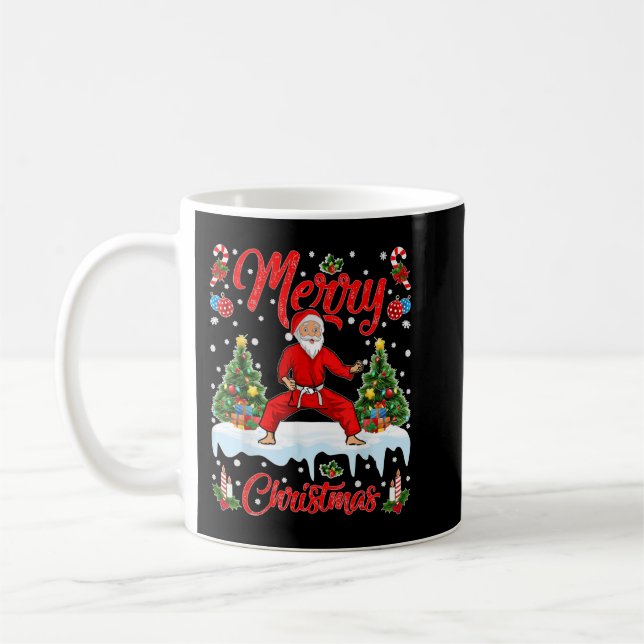 Karate Martial Art Lover Xmas Santa Playing Karate Coffee Mug (Left)