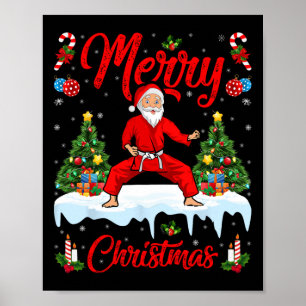 Karate Martial Art Lover Xmas Santa Playing Karate Poster
