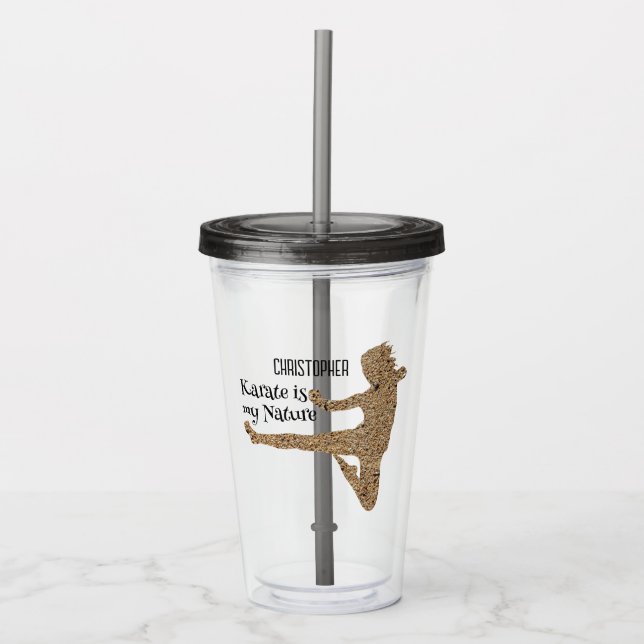  Karate Martial Art Silhouette Personalized Acrylic Tumbler (Front)