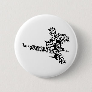 Karate Martial Arts Flying Kick Boxing Kickboxer T Button