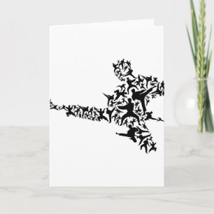 Karate Martial Arts Flying Kick Boxing Kickboxer T Card