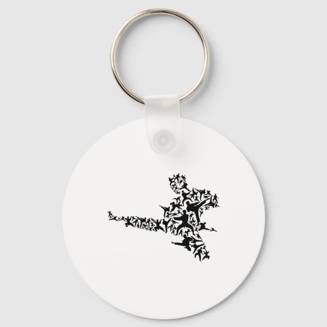 Karate Martial Arts Flying Kick Boxing Kickboxer T Keychain (Front)
