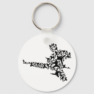 Karate Martial Arts Flying Kick Boxing Kickboxer T Keychain