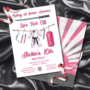 Karate Martial Arts Girl Birthday Party Invitation