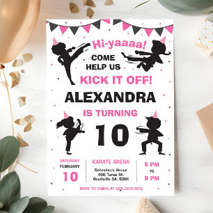 Karate Martial Arts Girls Birthday Invitation