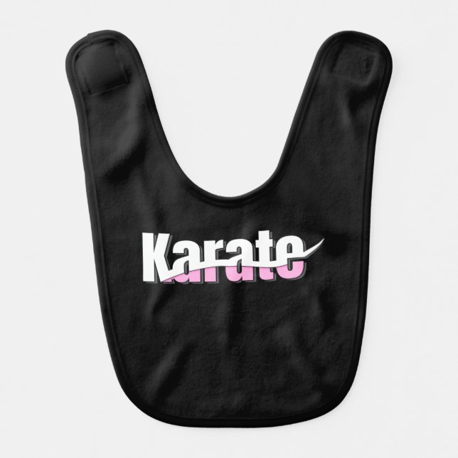 Karate Martial Arts Girly Pink Baby Bib (Front)