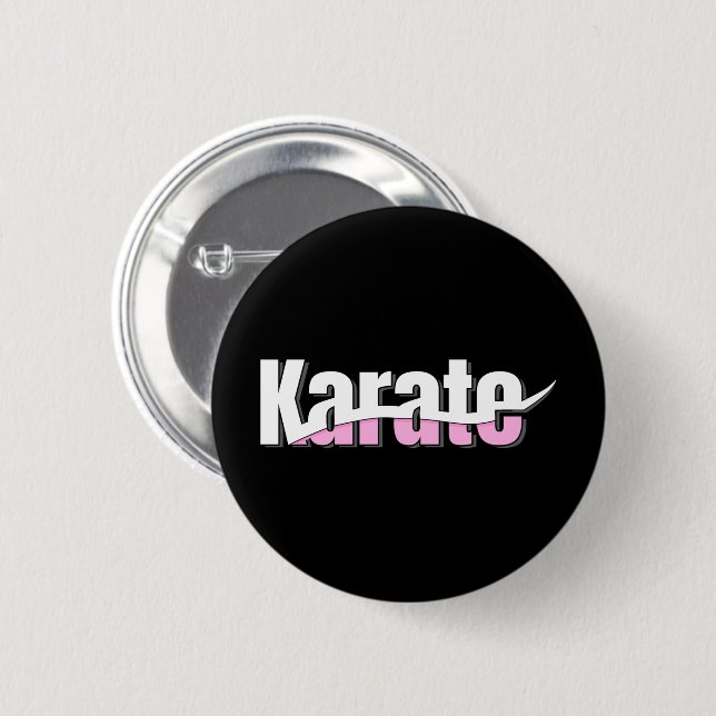 Karate Martial Arts Girly Pink Button (Front & Back)