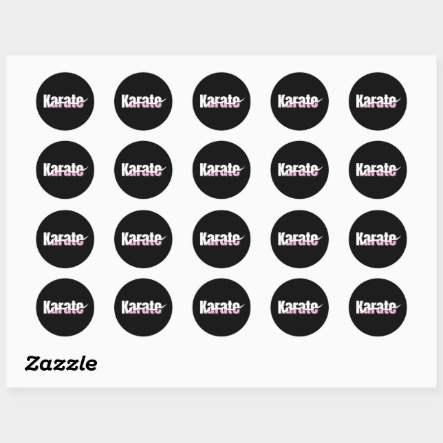Karate Martial Arts Girly Pink Classic Round Sticker (Sheet)