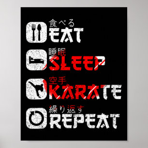 Karate Martial Arts Japanese Sun Eat Sleep Karate Poster