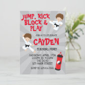 Karate Martial Arts Red and Black Birthday Invitation (Standing Front)