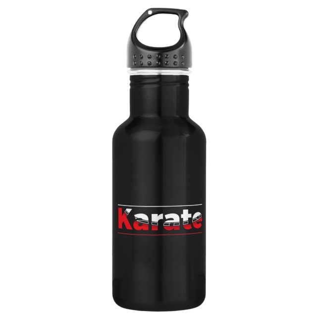 Karate Martial Arts Red Stainless Steel Water Bottle (Front)