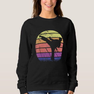 Karate Martial Arts Retro Sunset Boys Kids Men Sweatshirt