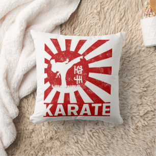 Karate Martial Arts with Japanese Vintage Design Throw Pillow