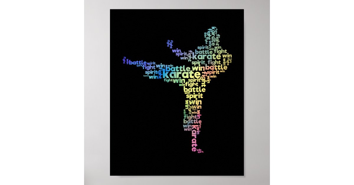 karate martial arts word cloud okinawan japanese poster Zazzle