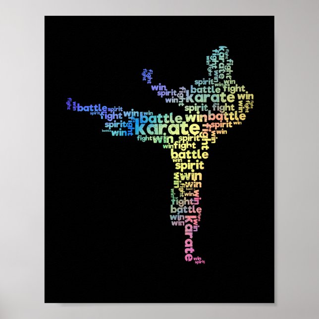 karate martial arts word cloud okinawan japanese poster (Front)