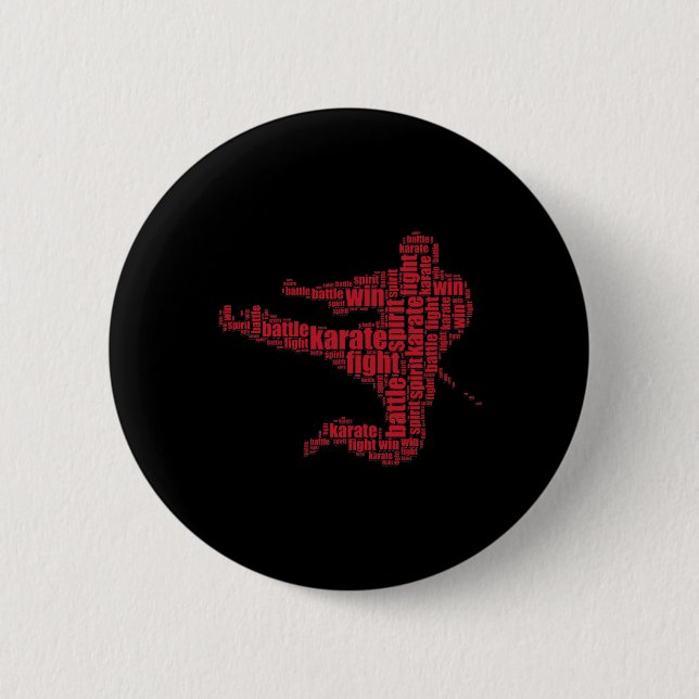 Karate Martial Arts Word Cloud Tee  Button (Front)