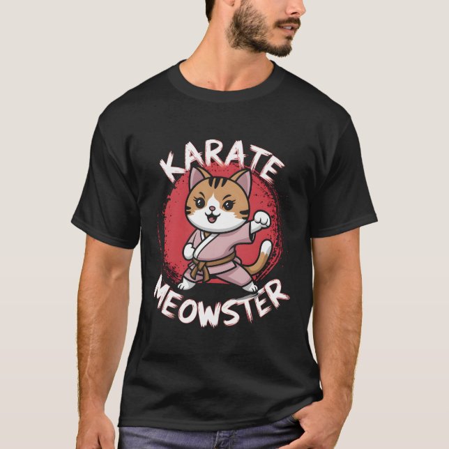 Karate Meowster Teacher Cat T-Shirt (Front)
