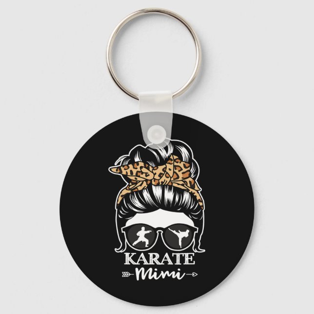 Karate Mimi Messy Bun Hair Funny Karate Fighter Mi Keychain (Front)