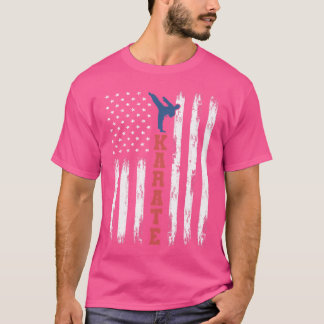 Karate Mma Martial Art Vintage Usa American Flag L T-Shirt