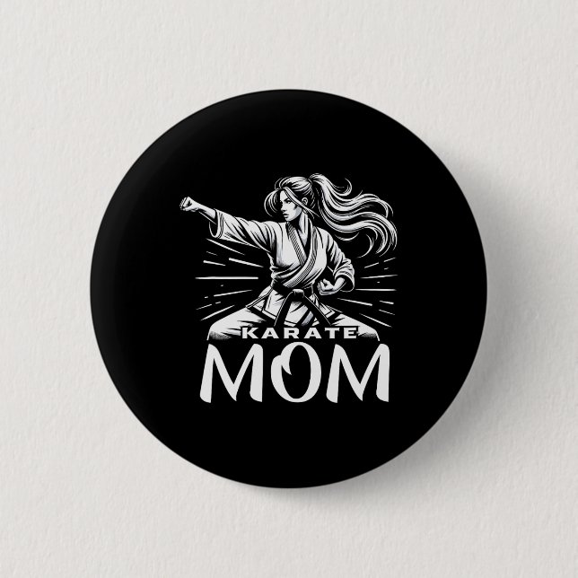 Karate Mom Martial Arts Mother Family Bonding  Button (Front)