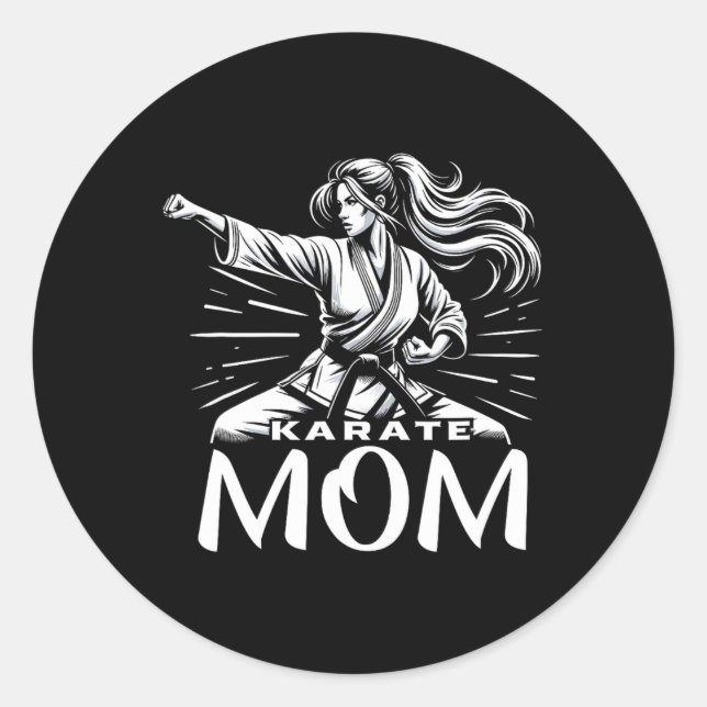 Karate Mom Martial Arts Mother Family Bonding  Classic Round Sticker (Front)