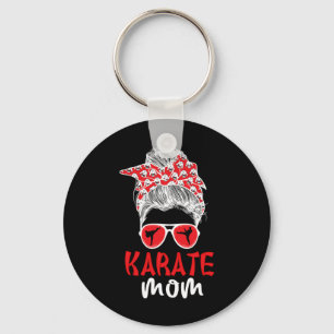 Karate Mom Messy Bun Karate Mama Karate Mother Keychain