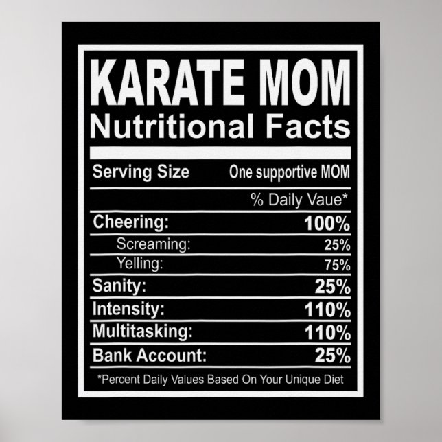 Karate Mom Nutritional Facts  Poster (Front)