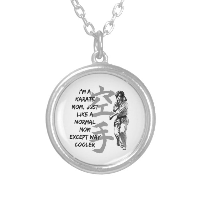 Karate Mom Silver Plated Necklace (Front)