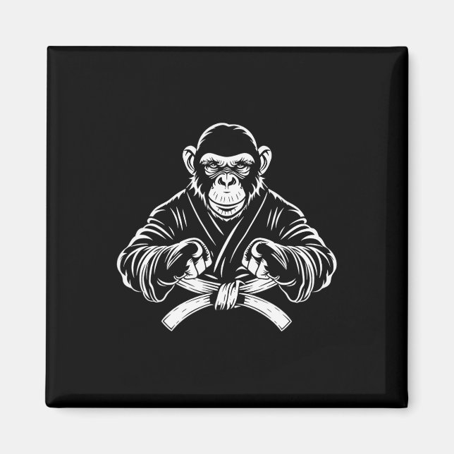 Karate Monkey Drawing Kickboxing Jiu-jitsu Mma Mar Magnet (Front)