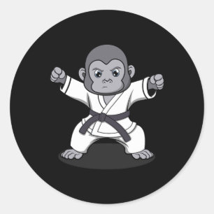 Karate Monkey Ironic Wildlife Ape Fighter Classic Round Sticker