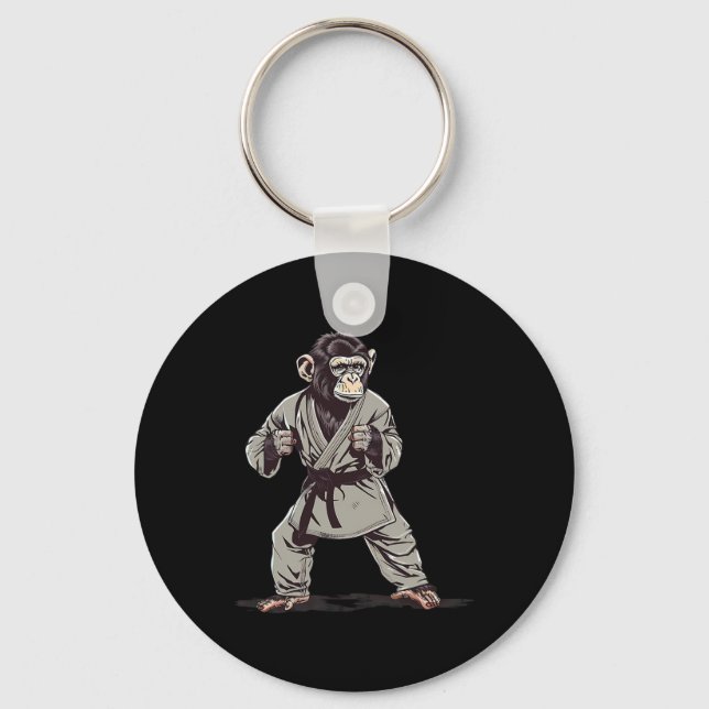 Karate Monkey Kickboxing Judo Jiu-jitsu Mma Martia Keychain (Front)