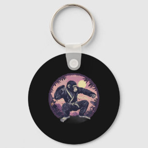 Karate Monkey Nature Moon Mma Kickboxing Monkey Lo Keychain