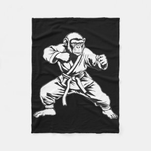 Karate Monkey Taekwondo Kickboxing Mma Judo Monkey Fleece Blanket