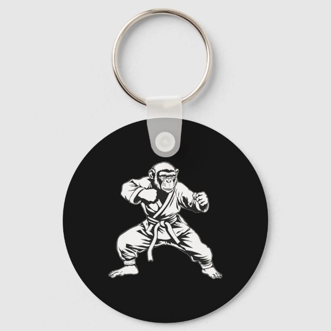 Karate Monkey Taekwondo Kickboxing Mma Judo Monkey Keychain (Front)