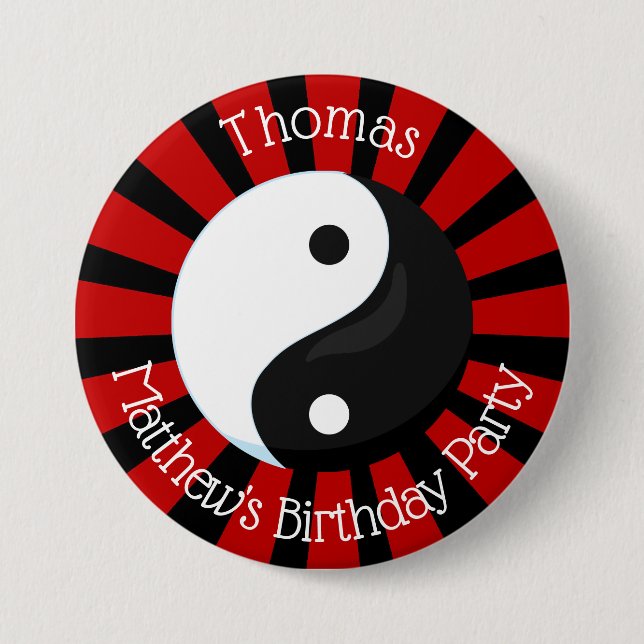 Karate Name Button Boy Birthday Party or Event  (Front)