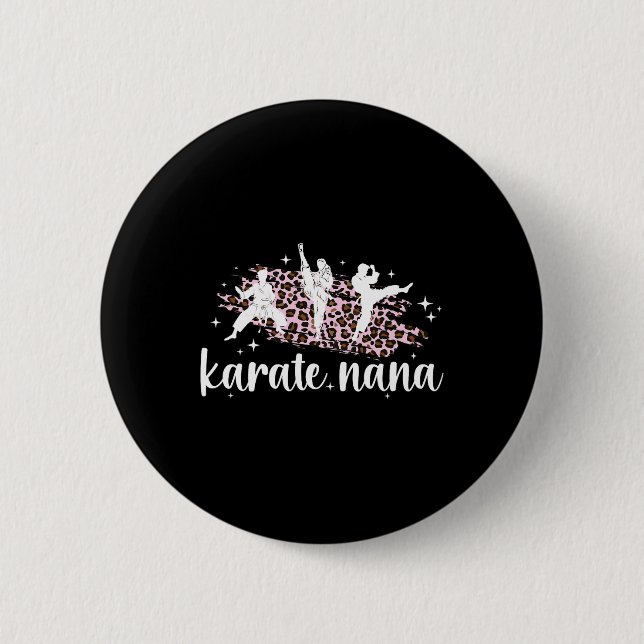 Karate Nana Leopard Karate Nana Grandma  Button (Front)