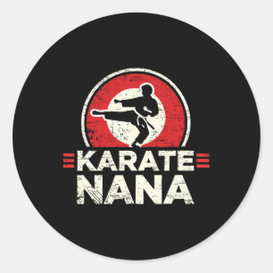 Karate Nana Retro Kick Silhouette Classic Round Sticker