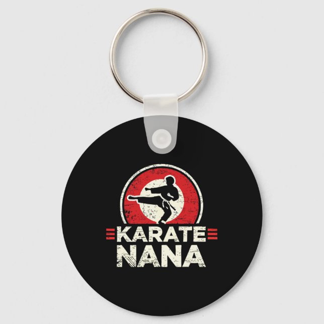 Karate Nana Retro Kick Silhouette  Keychain (Front)