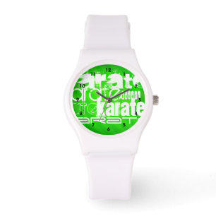 Karate; Neon Green Stripes Watch