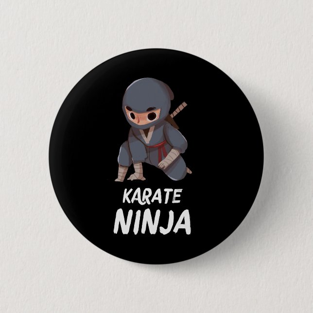 Karate Ninja Boy Funny Martial Arts Sports  Button (Front)
