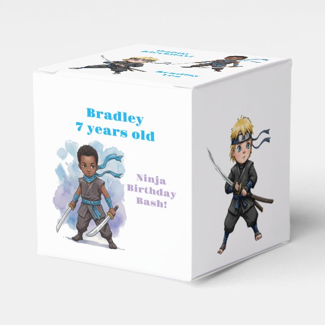 Karate Ninja Boy's Birthday Bash Favor Boxes (Front Side)