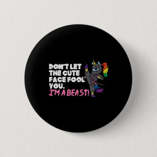 Karate Ninja Unicorn Cute Face Beast Taekwondo Wom Button
