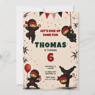 Karate Ninja Warrior Birthday Invitation