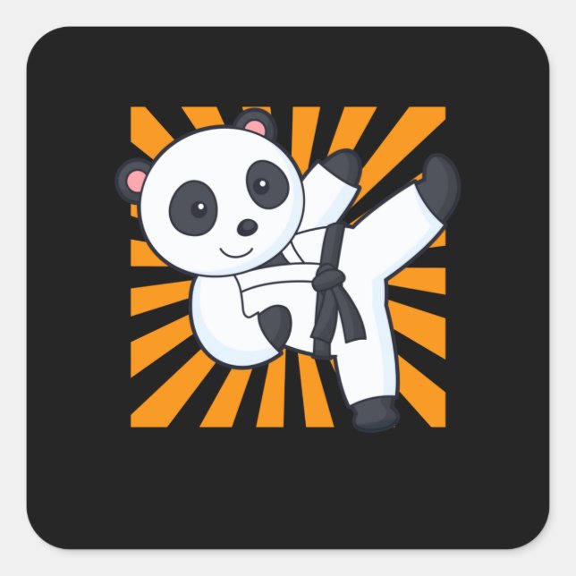 Karate Panda Funny Martial Arts Animal Children Square Sticker (Front)