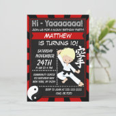 Karate Party Blond Hair Boy Kids Birthday Party Invitation (Standing Front)