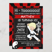 Karate Party Blond Hair Boy Kids Birthday Party Invitation (Front/Back)