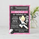Karate Party Blond Hair Girl Kids Birthday Party Invitation (Standing Front)