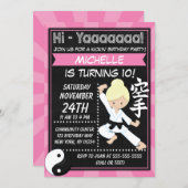 Karate Party Blond Hair Girl Kids Birthday Party Invitation (Front/Back)